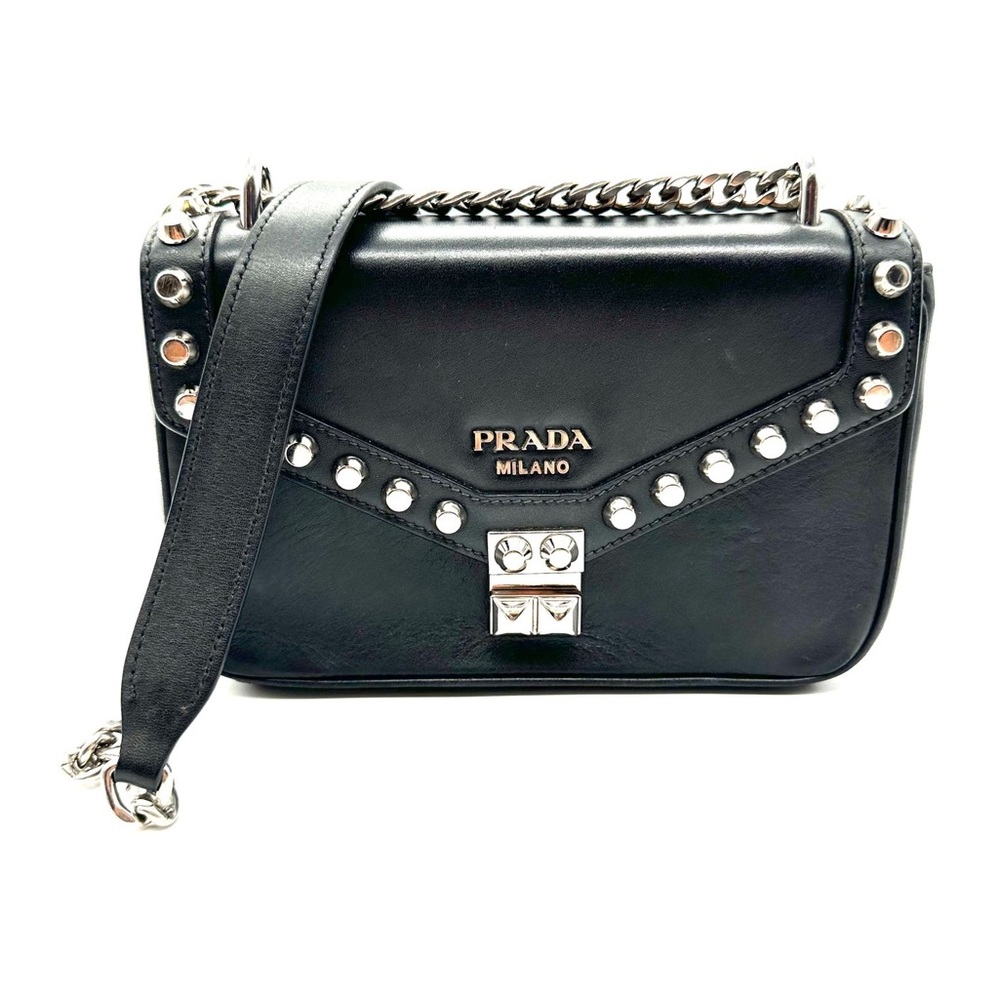 Prada Black Crossbody Bag with Silver Studs